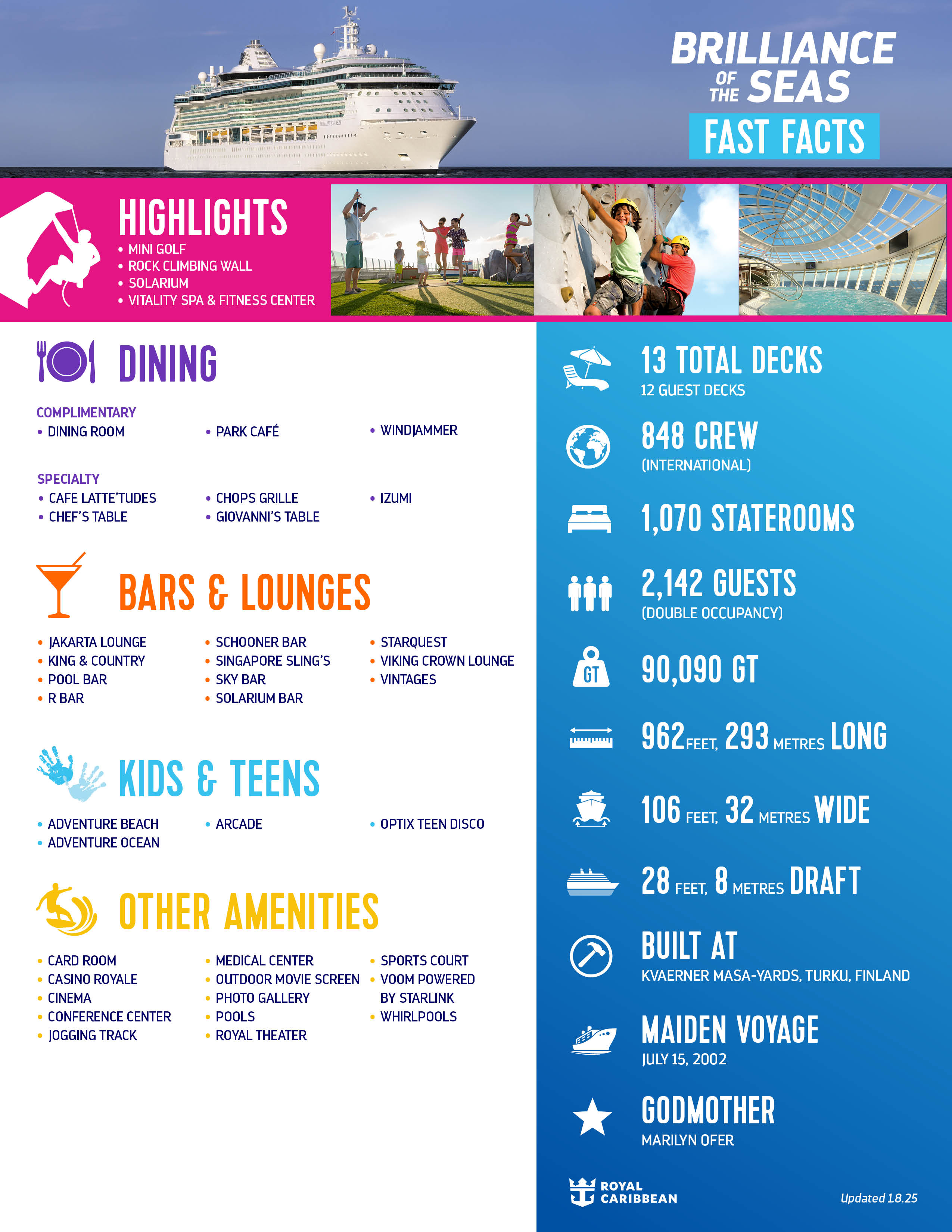 Official Brilliance of the Seas fact sheet