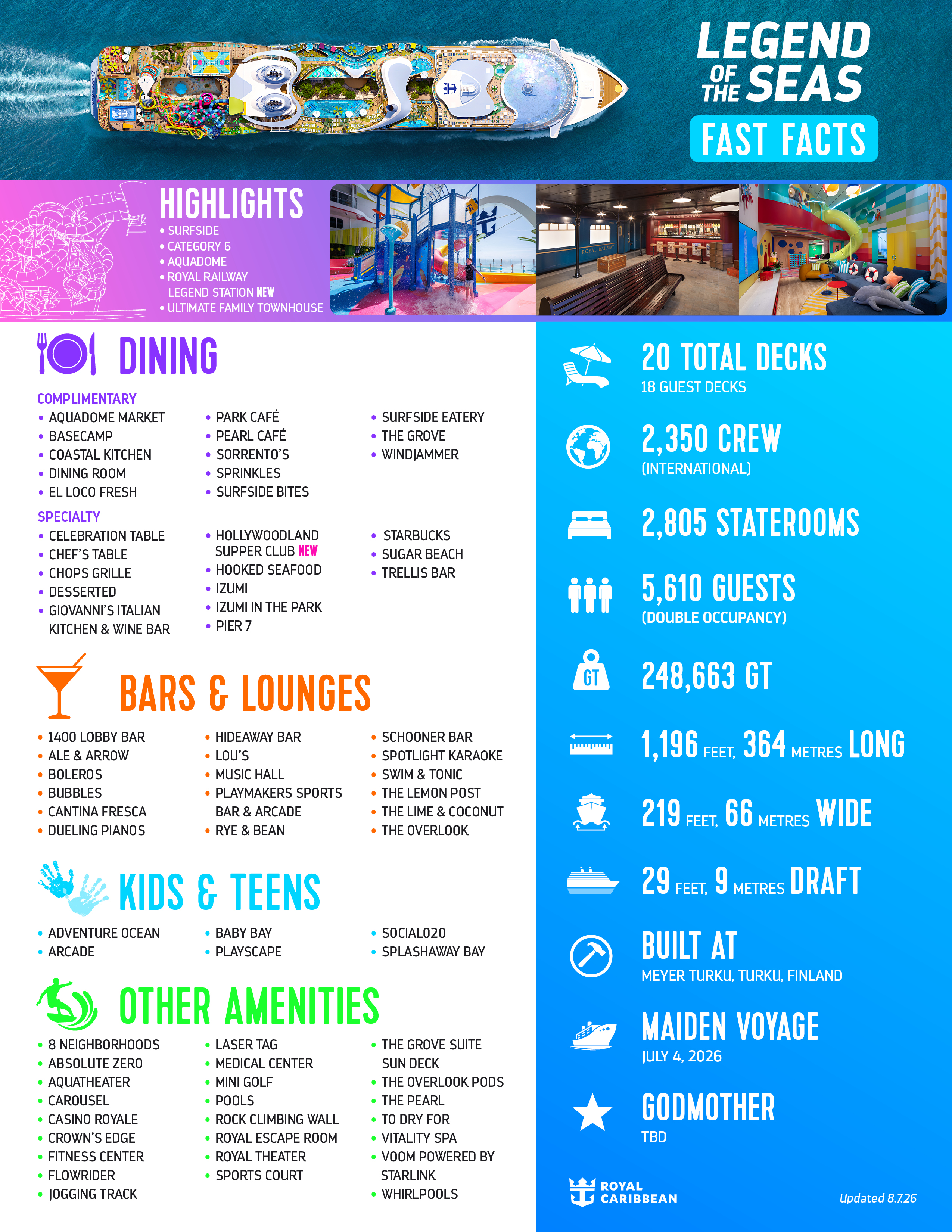Official Legend of the Seas fact sheet
