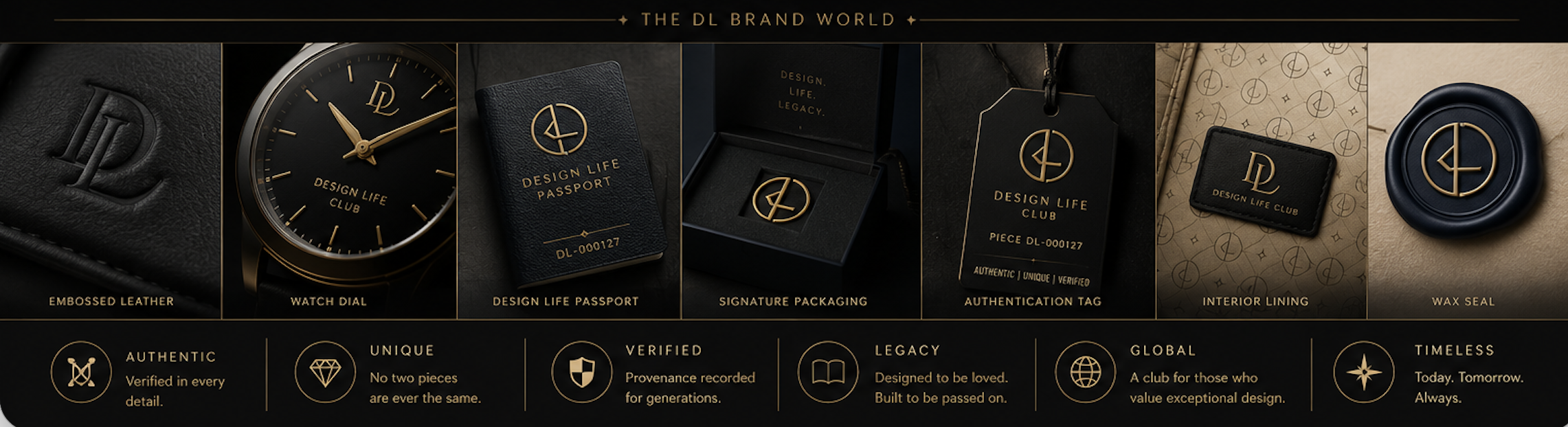 The Design Life brand world: authentic, unique, verified, legacy, global and timeless