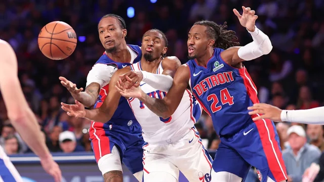 Banged-up Pistons look real good again in wire-to-wire win vs 76ers