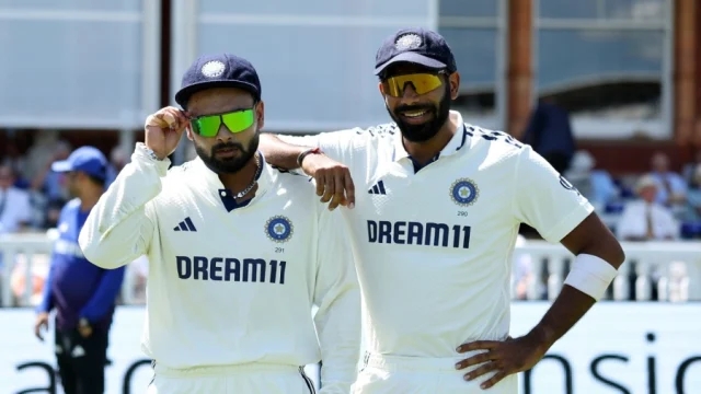 Rishabh Pant and Jasprit Bumrah in conversation at lunch