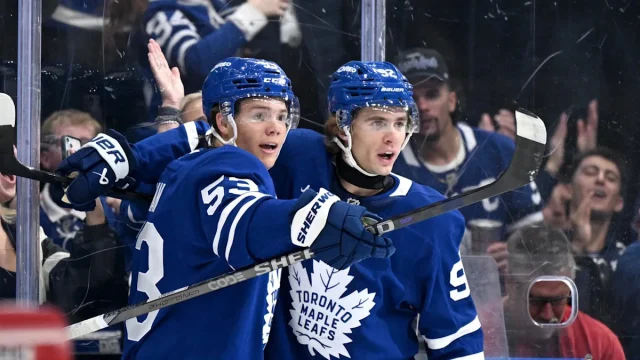 Maple Leafs’ Easton Cowan impresses Gavin McKenna with his development in Toronto