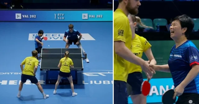 Elias Ranefur och Filippa Bergand i mixed dubbel mot Luxemburgs Ni Xia Lian och Luka Mladenovic