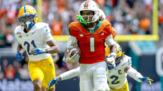 Miami receiver Malachi Toney had three touchdowns against Pitt.