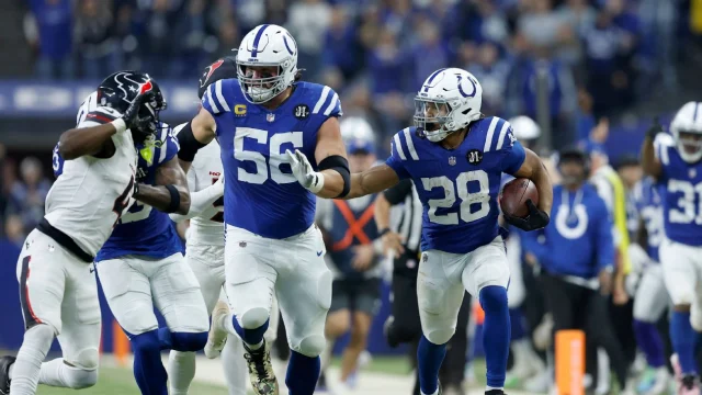 Quenton Nelson (56) has led the way for Jonathan Taylor since Taylor was drafted in 2020. But now that his best offensive lineman is gone, will Taylor be next?