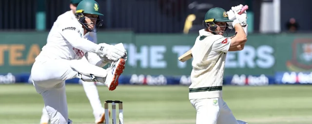 Marnus Labuschagne of Australia plays a shot.
