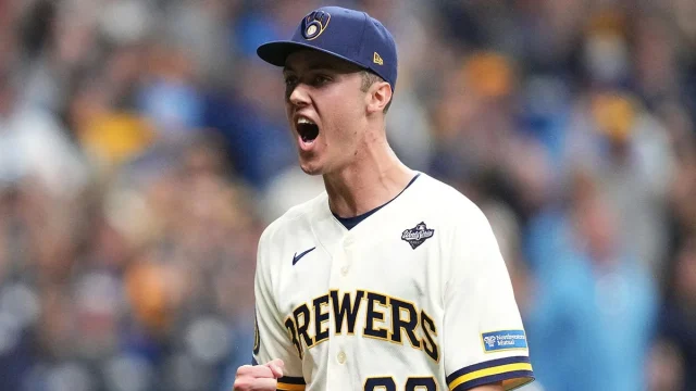 Emotional Brewers pitcher Jacob Misiorowski reacts to Milwaukee’s historic World Series win