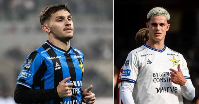 Isak Bjerkebo i Sirius blåsvarta matchtröja, samt i vit bortatröja.