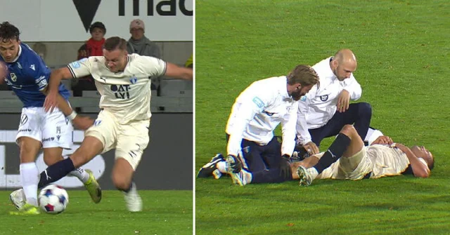 Stian Gregersen skadar sig i duell mot Halmstadspelare