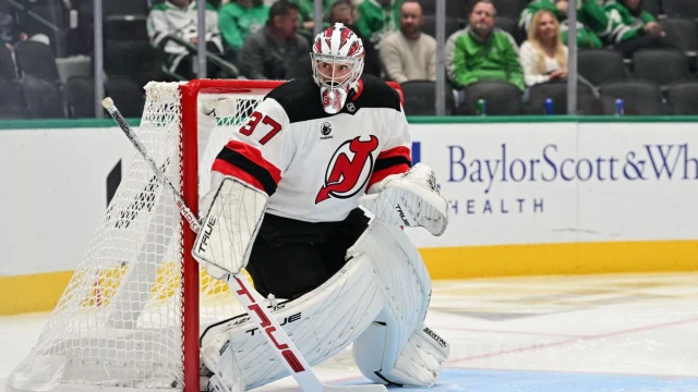 Connor Hellebuyck is high in the rankings as he suits up for the New Jersey Devils.