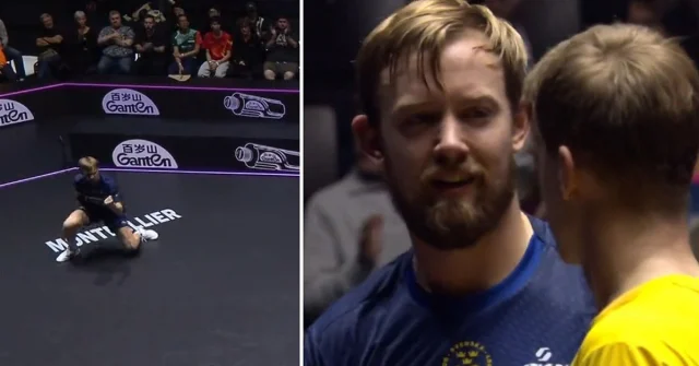 Elias Ranefur firar segern mot Anton Källberg i bordtennismatchen