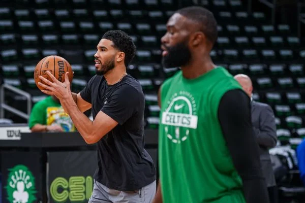 "At this point in our lives, we’re too old to be having our relationship discussed on the internet. If there’s a conversation to be had, we can definitely have the conversation," Jayson Tatum said, referring to the dynamic with Jaylen Brown.