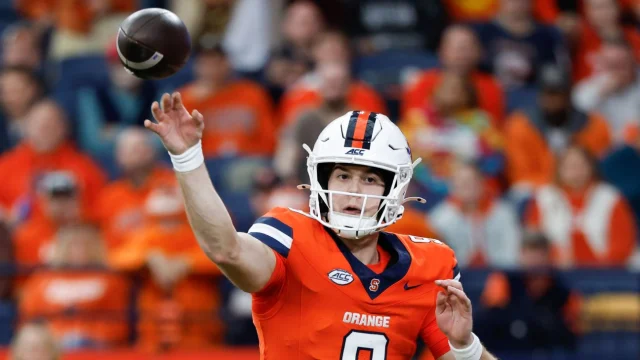 Syracuse quarterback Steve Angeli guided the Orange on an 11-play, 68-yard drive in the final minutes against No. 19 SMU that was capped by a 2-yard TD pass with 17 seconds remaining.