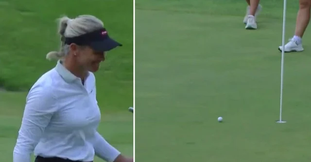 Suzann Pettersen firar en stilig birdieputt i comebacken på Europatouren.