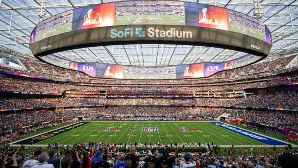 SoFi Stadium will be the site of Super Bowl LXI in 2027, and the game will be broadcast on ESPN for the first time.