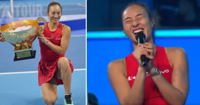 Zheng Qinwen sjunger för fansen efter segern i China Open