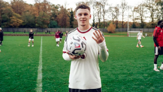 Kai Rooney took home the match ball with four goals for Man United's U18s against Burnley.